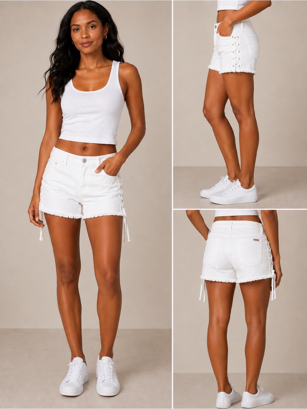 Joe's Jeans White Lace-Up Denim Shorts for Women
